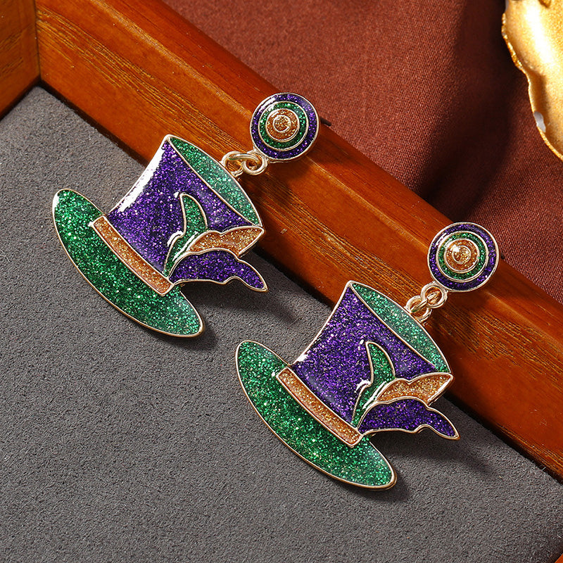 Mardi Gras Hat Earrings