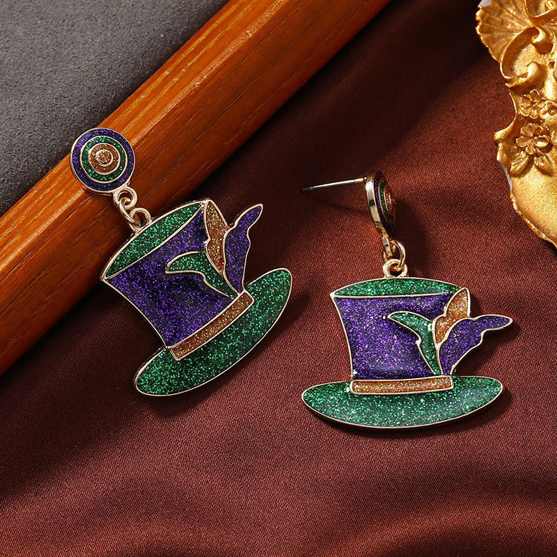 Mardi Gras Hat Earrings