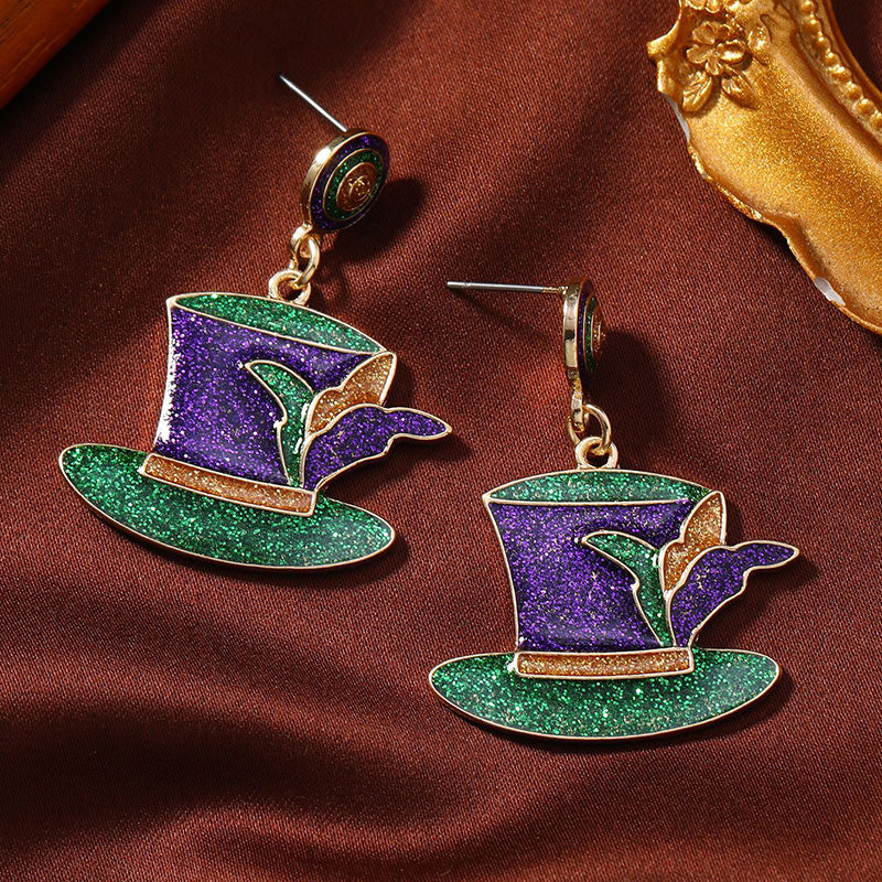 Mardi Gras Hat Earrings