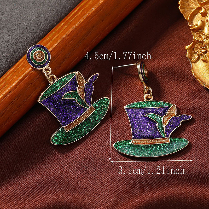 Mardi Gras Hat Earrings