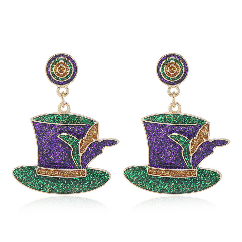 Mardi Gras Hat Earrings