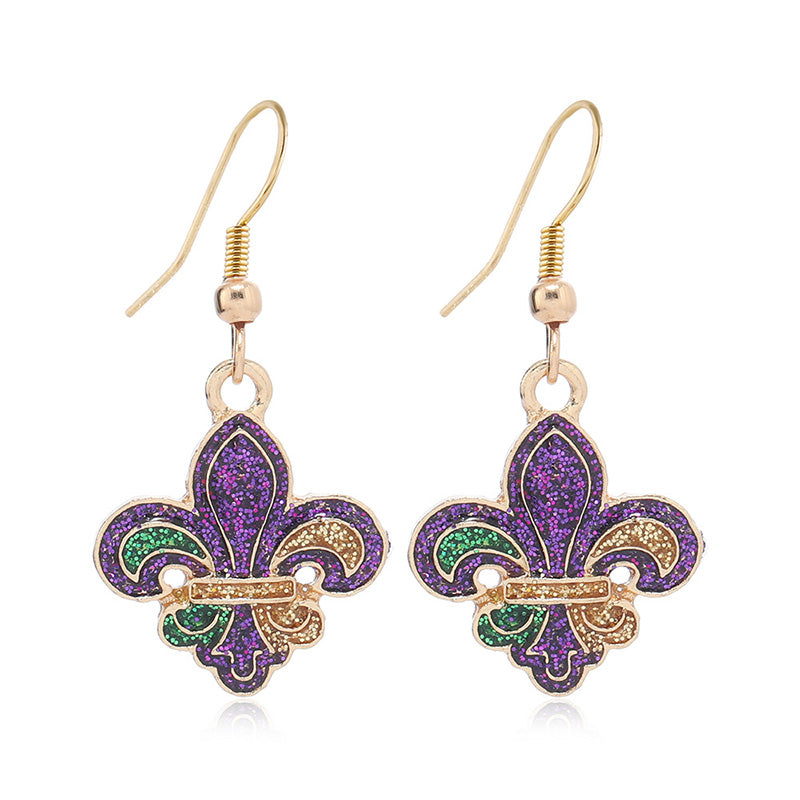 Sparkling Mardi Gras Alloy Earrings