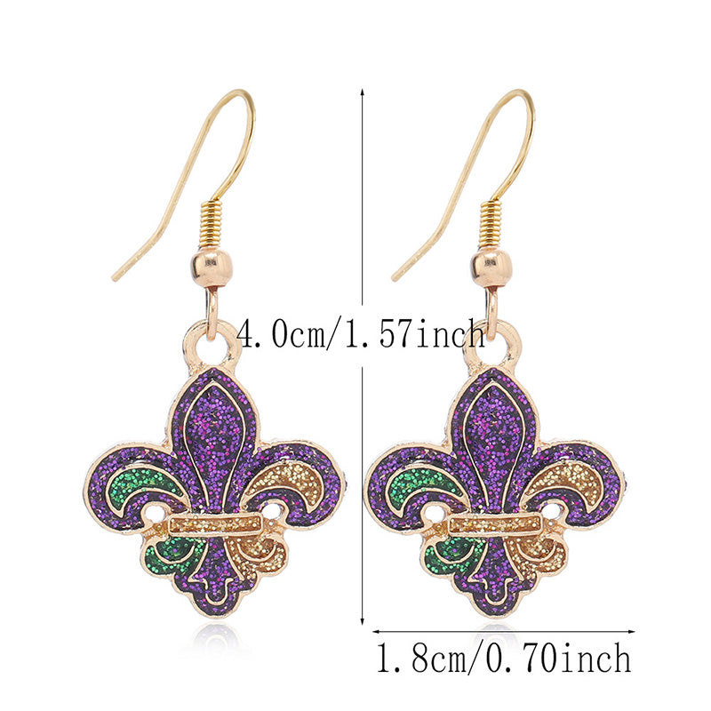 Sparkling Mardi Gras Alloy Earrings