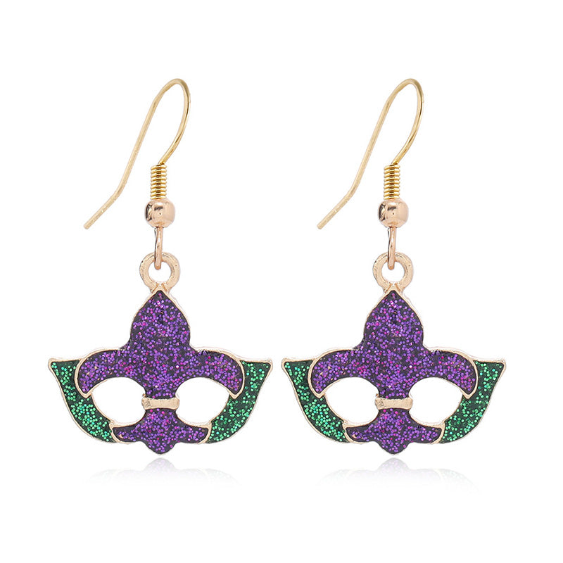 Sparkling Mardi Gras Alloy Earrings