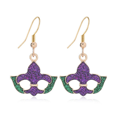 Sparkling Mardi Gras Alloy Earrings