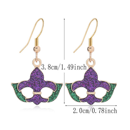 Sparkling Mardi Gras Alloy Earrings