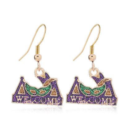 Sparkling Mardi Gras Alloy Earrings