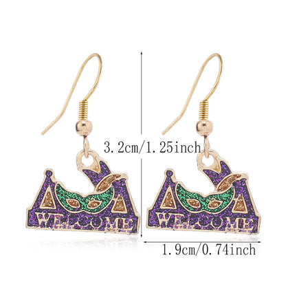 Sparkling Mardi Gras Alloy Earrings