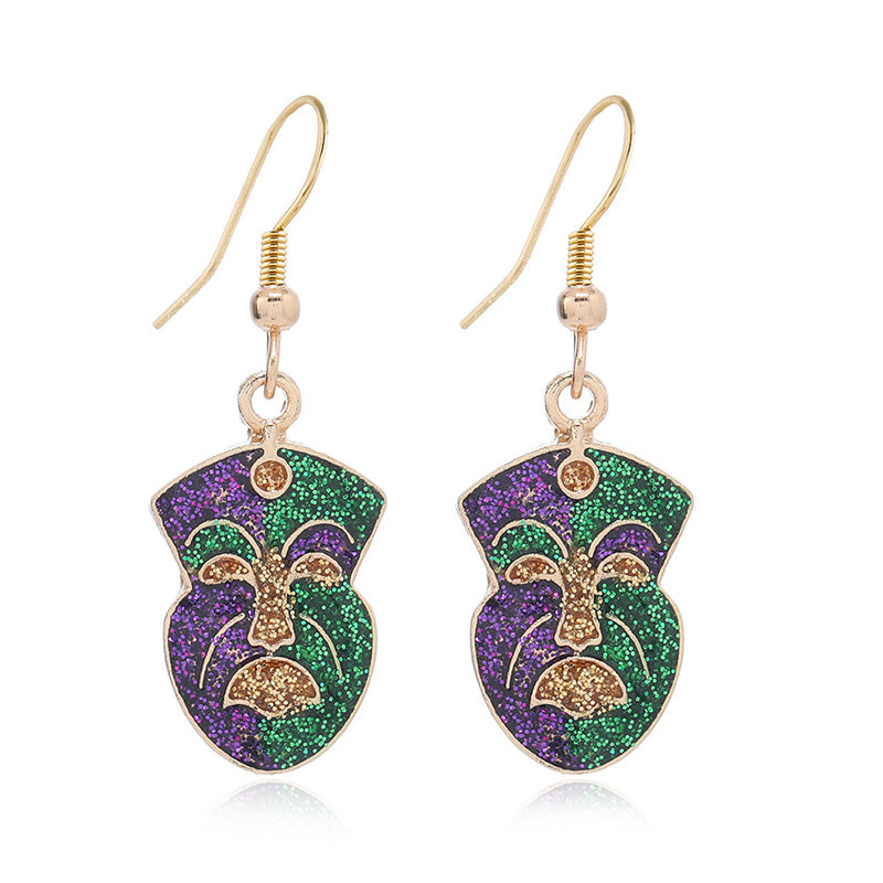 Sparkling Mardi Gras Alloy Earrings