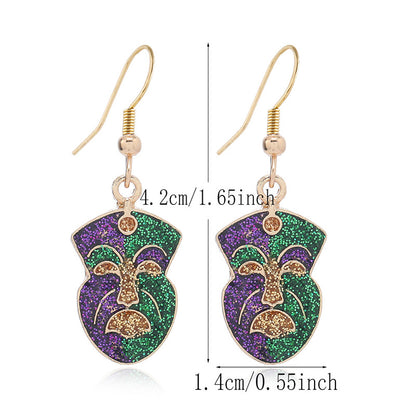 Sparkling Mardi Gras Alloy Earrings