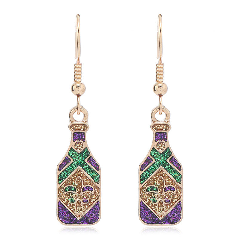 Sparkling Mardi Gras Alloy Earrings