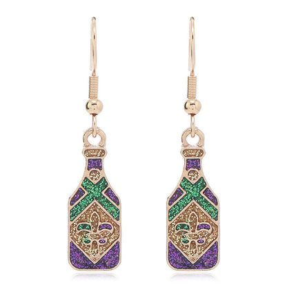 Sparkling Mardi Gras Alloy Earrings