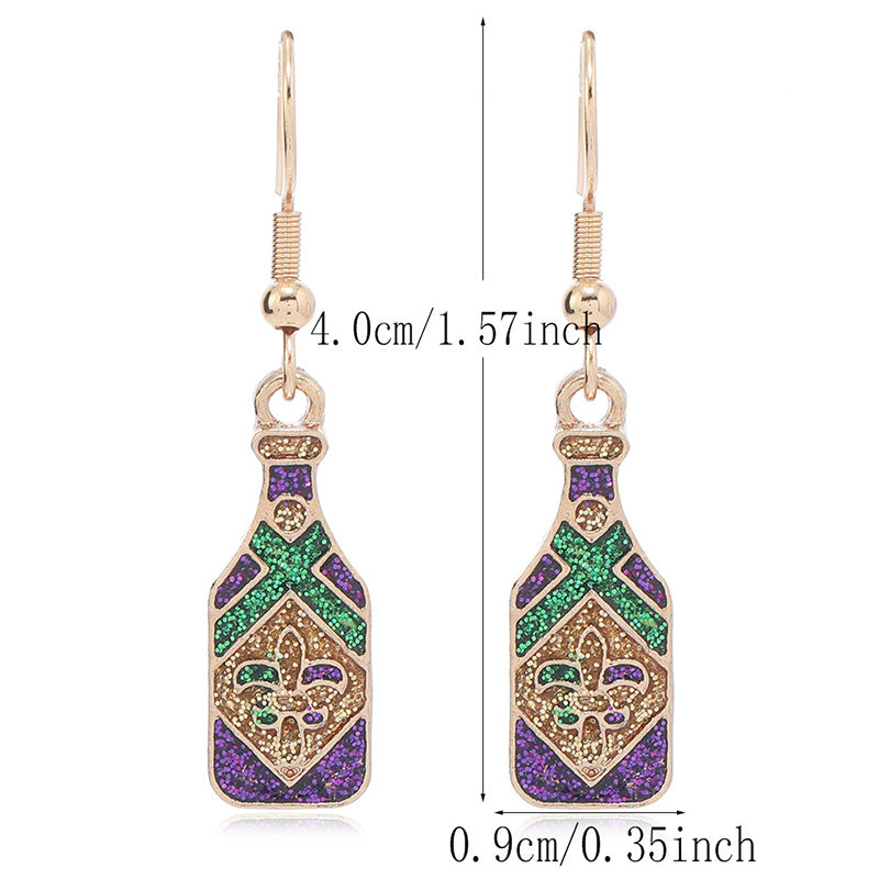 Sparkling Mardi Gras Alloy Earrings