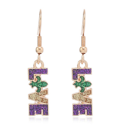 Sparkling Mardi Gras Alloy Earrings