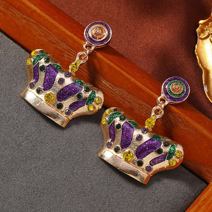 Mardi Gras Crown Earrings