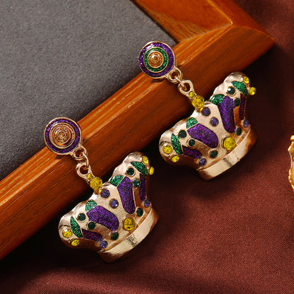 Mardi Gras Crown Earrings