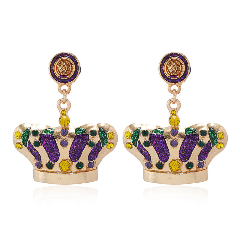 Mardi Gras Crown Earrings