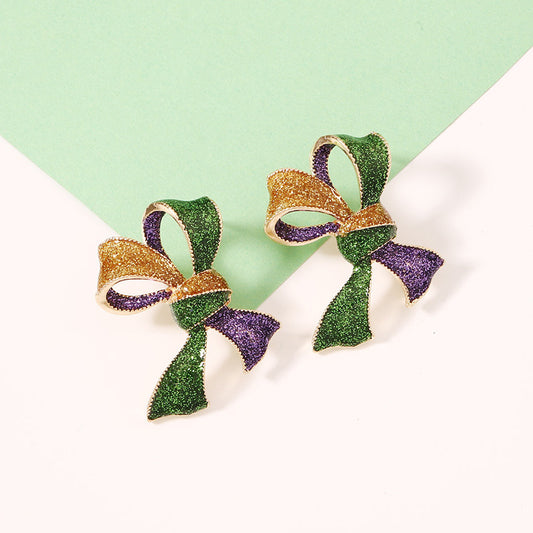 Mardi Gras Bow Earrings