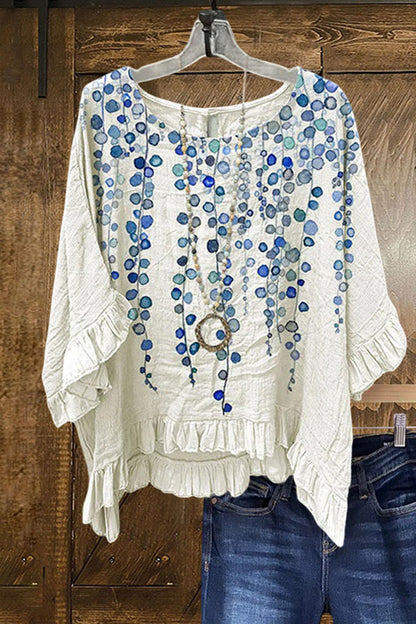 Casual Printed Ruffled Crinkled Blouse