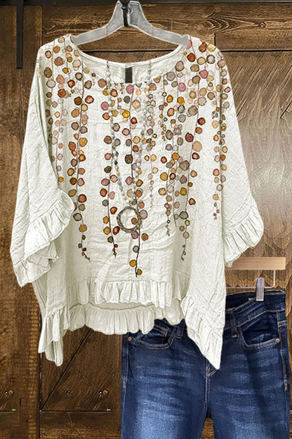 Casual Printed Ruffled Crinkled Blouse