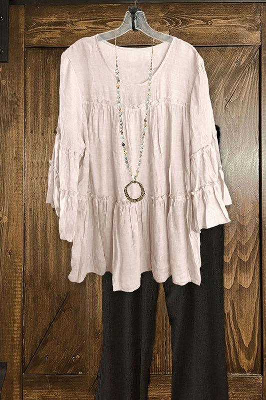 Cotton Blend Ruffled Crinkled Top