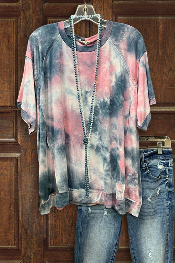 Colorful Tie Dye Splicing T-shirt