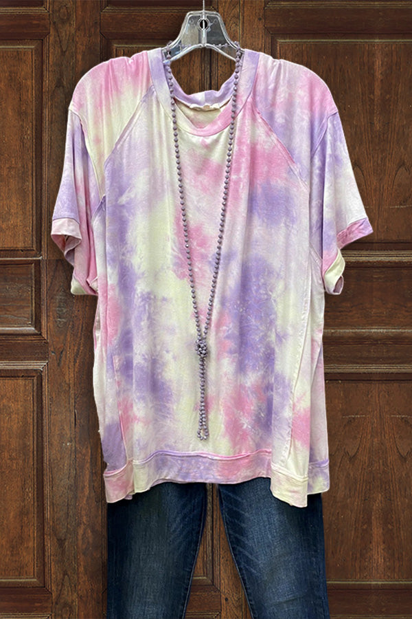 Colorful Tie Dye Splicing T-shirt