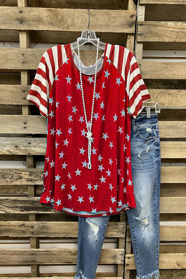 Stars Stripes Printed T-shirt