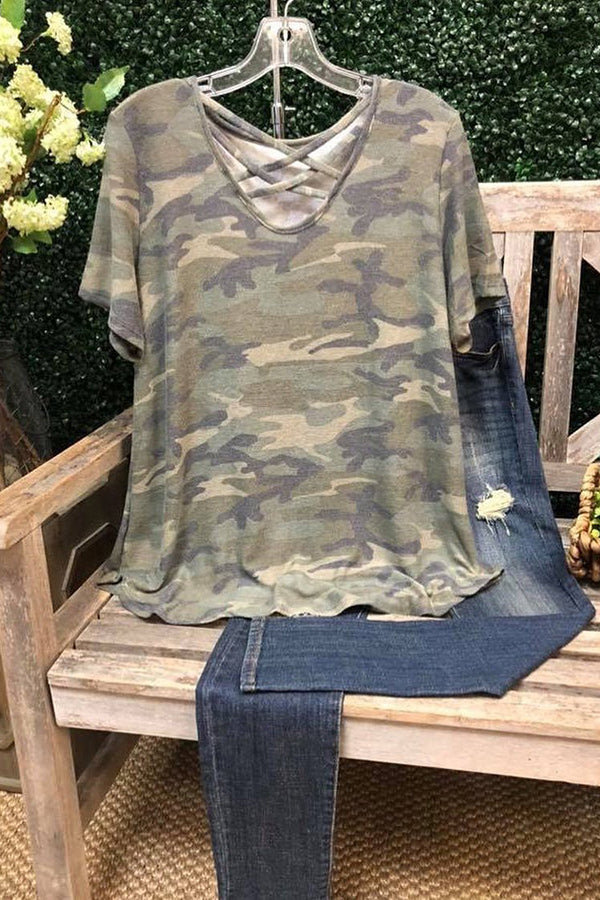 Camouflage Print Tie T-shirt