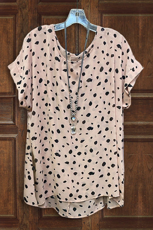 Polka Dot Print Crew Neck T-shirt