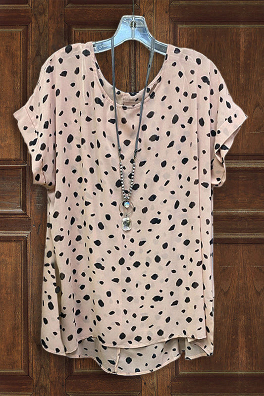 Polka Dot Print Crew Neck T-shirt