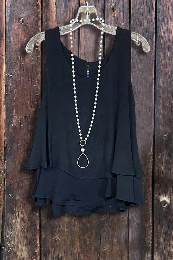 Casual Cascading Ruffled Tank