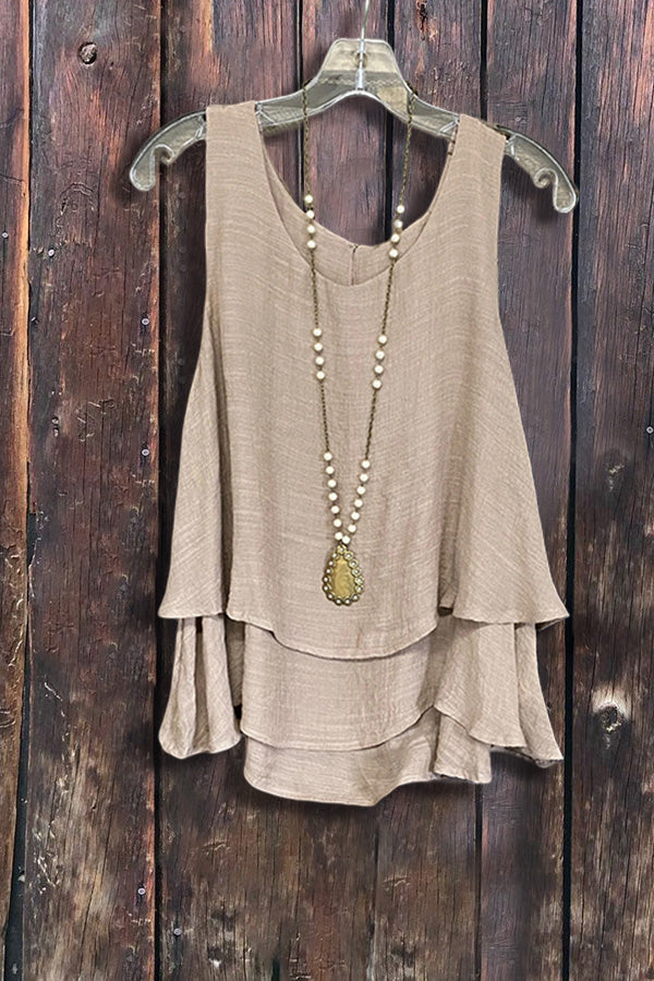 Casual Cascading Ruffled Tank