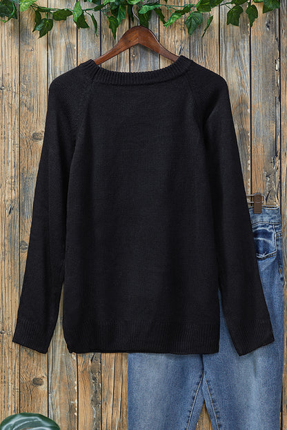 Heart Letter Pattern Crew Neck Sweater