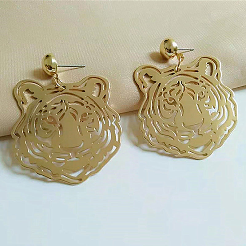 Stylish Tiger Metal Hollow Design Earrings