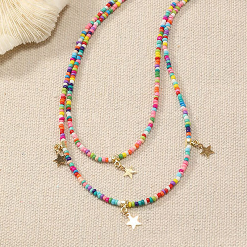 Colorful Bohemian Multi-Layered Star Pendant Necklace