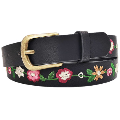 Retro Embroidered Flower Belt