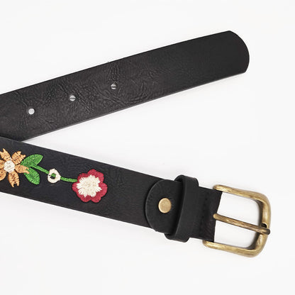 Retro Embroidered Flower Belt